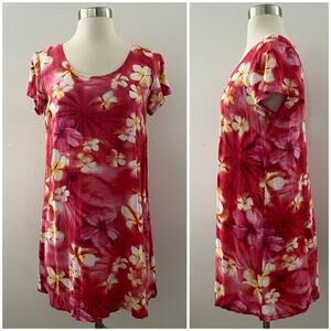 Vintage Jams World Hawaiian Mini Dress in Puanani Red Medium Tropical Floral USA